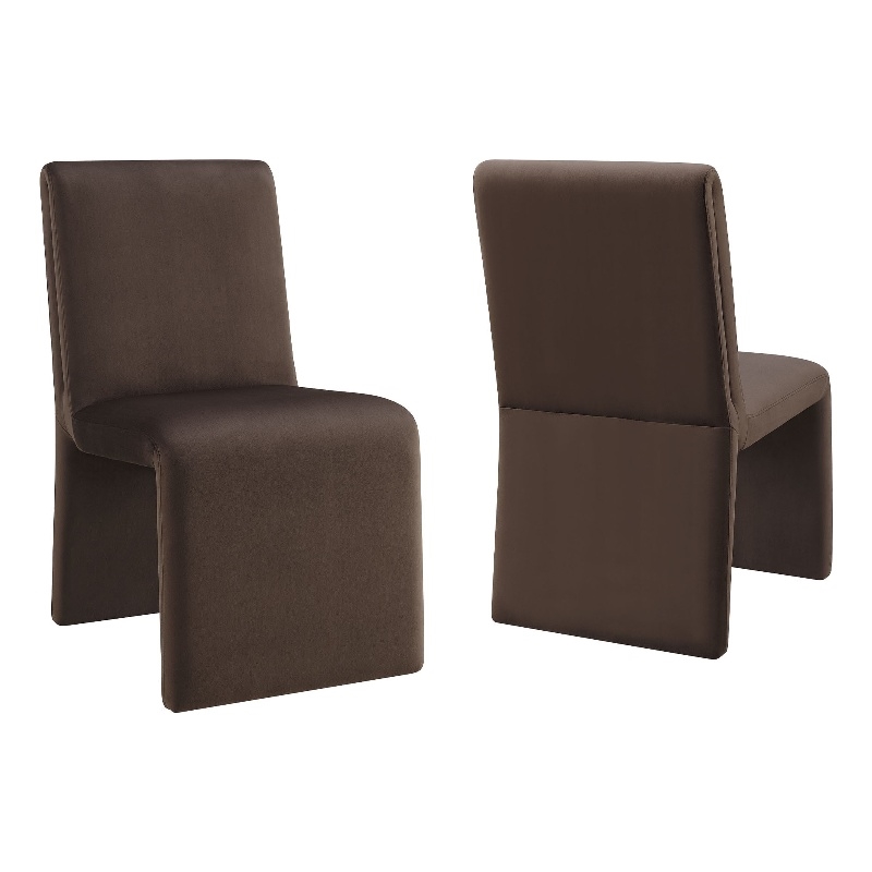 Emory Performance Velvet Dining Side Chair Set of 2 in Chocolate Brown