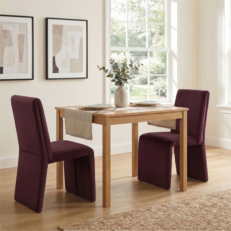 Emory Performance Velvet Dining Side Chair Set of 2 in Mulberry