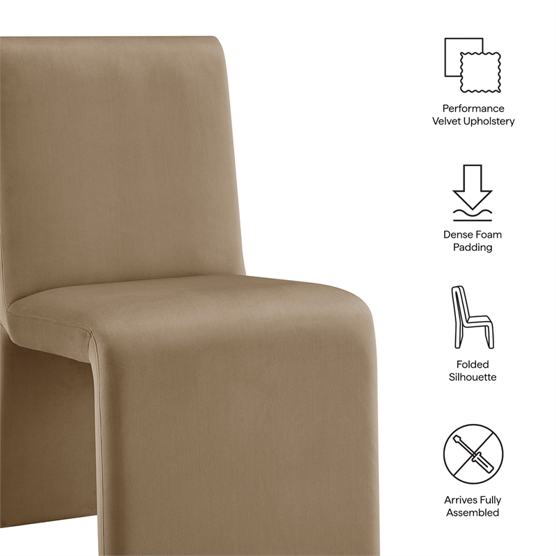 Emory Performance Velvet Dining Side Chair Set of 2 in Taupe