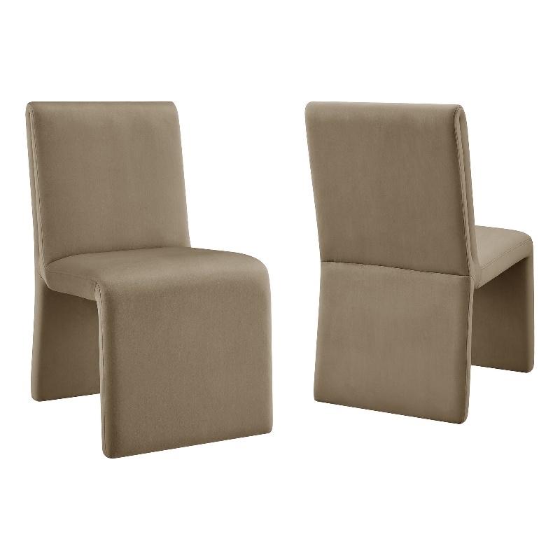 Emory Performance Velvet Dining Side Chair Set of 2 in Taupe