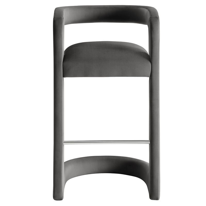 Winslow Performance Velvet Bar Stool Set of 2 in Storm Gray