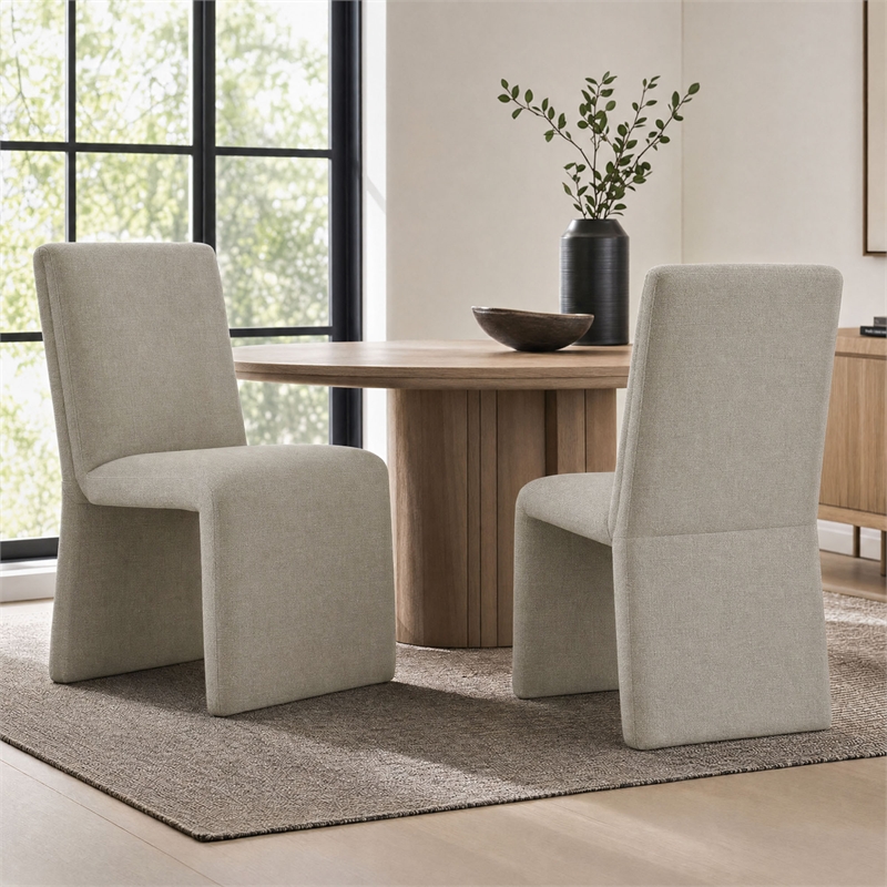 Emory Upholstered Fabric Dining Side Chair Set of 2 in Linen