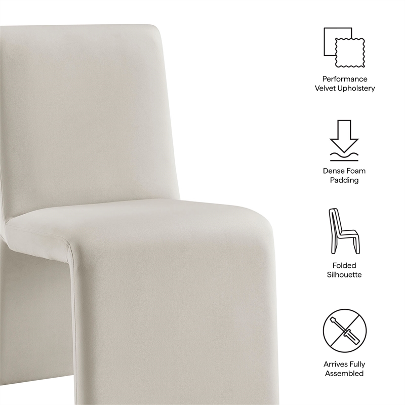 Emory Performance Velvet Dining Side Chair Set of 2 in Alabaster