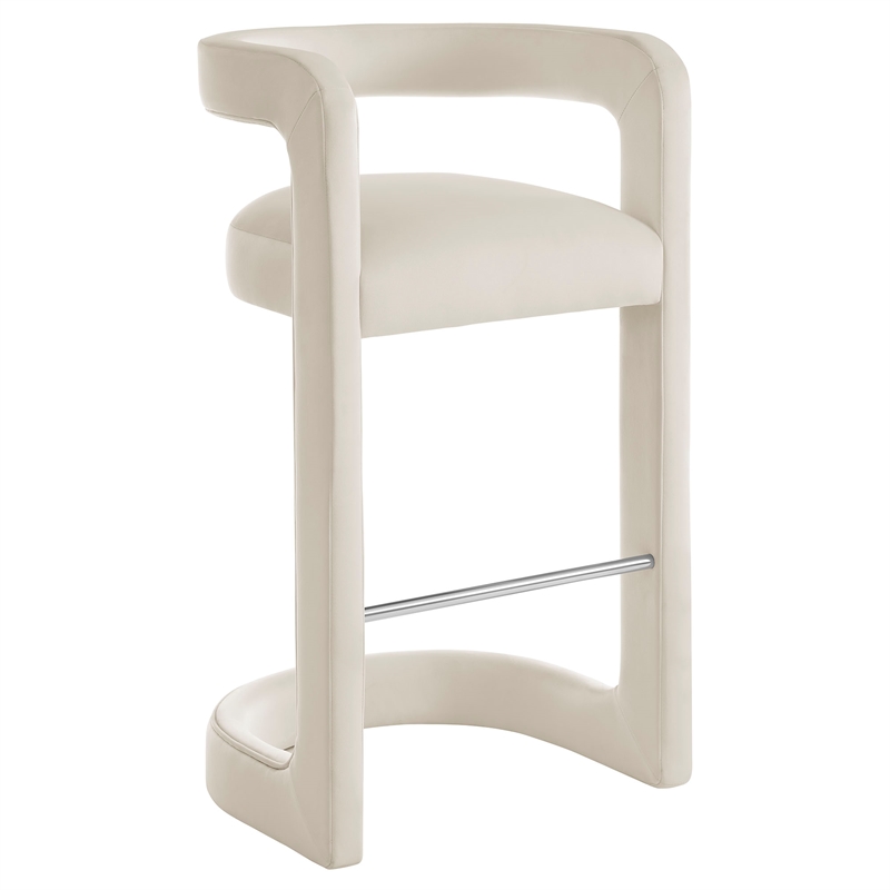 Winslow Performance Velvet Bar Stool Set of 2 in Alabaster