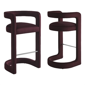 Winslow Performance Velvet Bar Stool Set of 2 in Mulberry