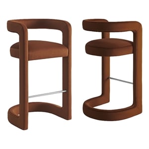 Winslow Performance Velvet Bar Stool Set of 2 in Rust