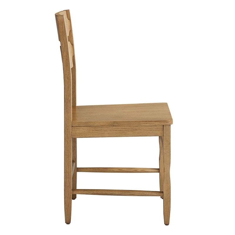 Jax Oak Wood Dining Chair With Wavy Razor Back Set of 2 in Weathered Oak