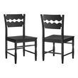 Jax Oak Wood Dining Chair With Wavy Razor Back Set of 2 in Black