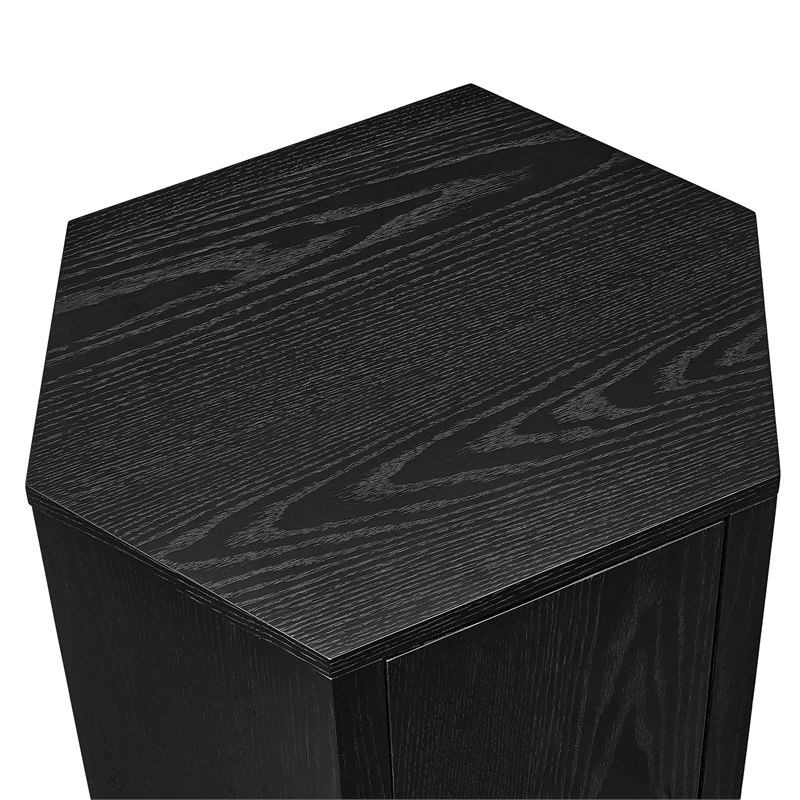 Kade Faceted Wood Side Table in Black