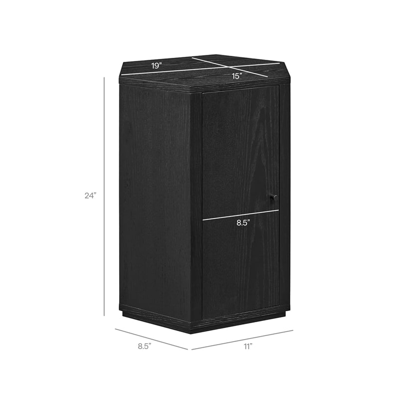 Kade Faceted Wood Side Table in Black