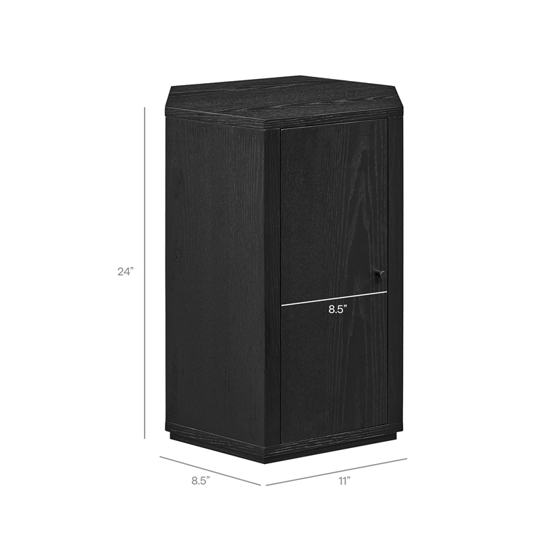 Kade Faceted Wood Side Table in Black