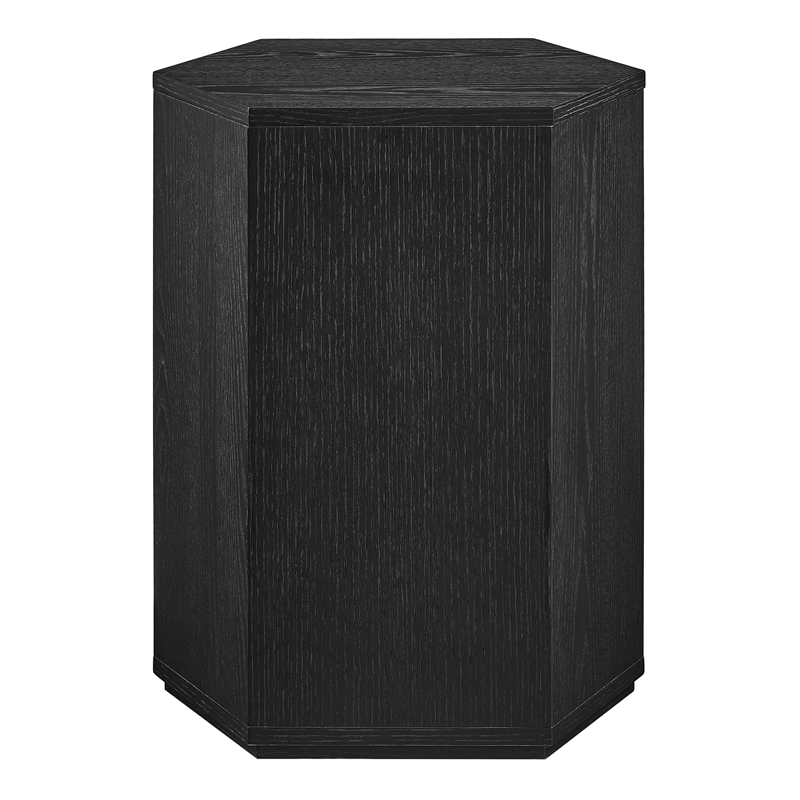 Kade Faceted Wood Side Table in Black