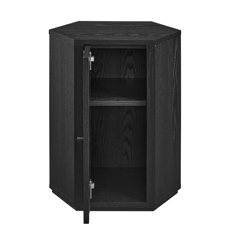 Kade Faceted Wood Side Table in Black