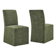 Aster Slub Weave Fabric Slipcovered Dining Chairs Set of 2 in Foliage