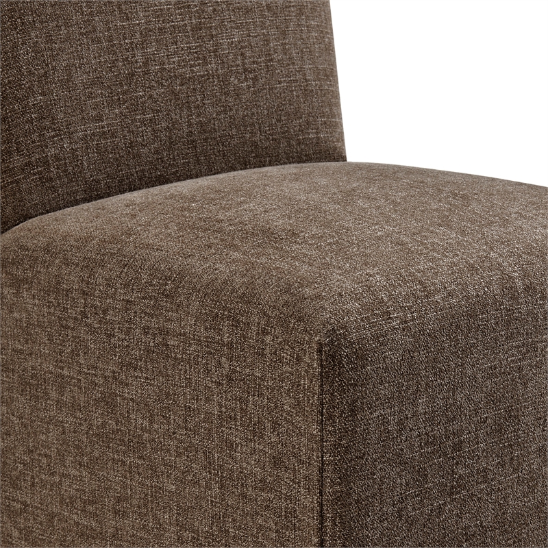 Aster Slub Weave Fabric Slipcovered Dining Chairs Set of 2 in Mocha