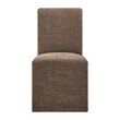 Aster Slub Weave Fabric Slipcovered Dining Chairs Set of 2 in Mocha