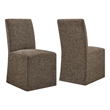 Aster Slub Weave Fabric Slipcovered Dining Chairs Set of 2 in Mocha