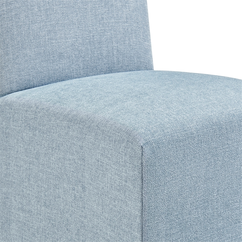 Aster Slub Weave Fabric Slipcovered Dining Chairs Set of 2 in Sky