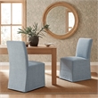 Aster Slub Weave Fabric Slipcovered Dining Chairs Set of 2 in Sky