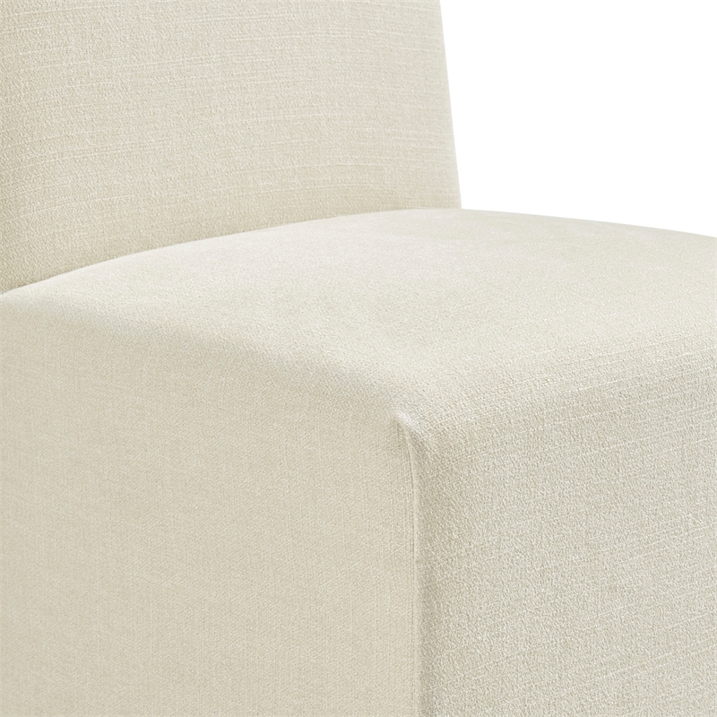 Aster Slub Weave Fabric Slipcovered Dining Chairs Set of 2 in Ecru