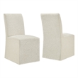 Aster Slub Weave Fabric Slipcovered Dining Chairs Set of 2 in Ecru