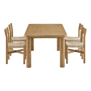 Alvia 5-Piece Oak Wood Dining Table and Chairs Set in Weathered Oak