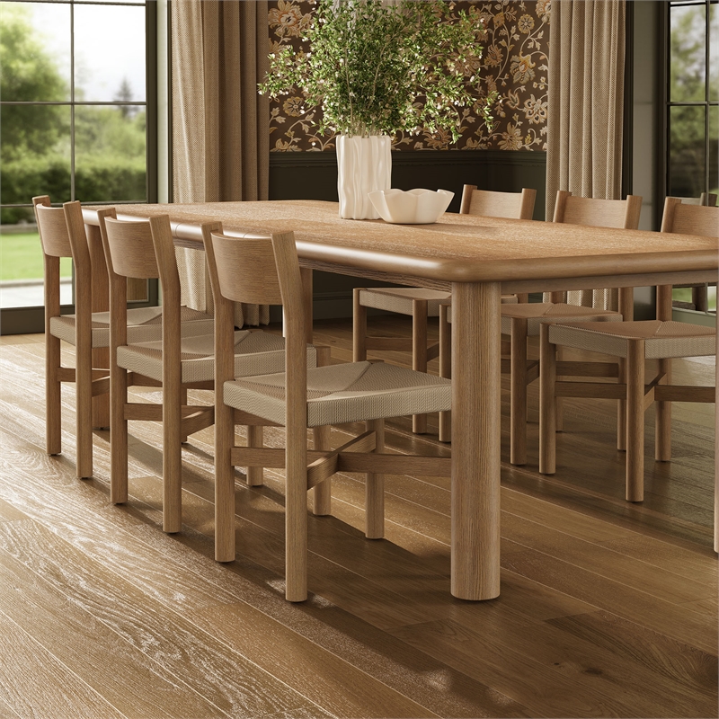 Alvia 7-Piece Oak Wood Extendable Dining Table and Chairs Set in Weathered Oak