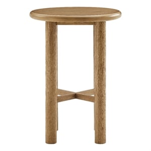 Alvia Round 30&quot Oak Wood Bar Table in Weathered Oak