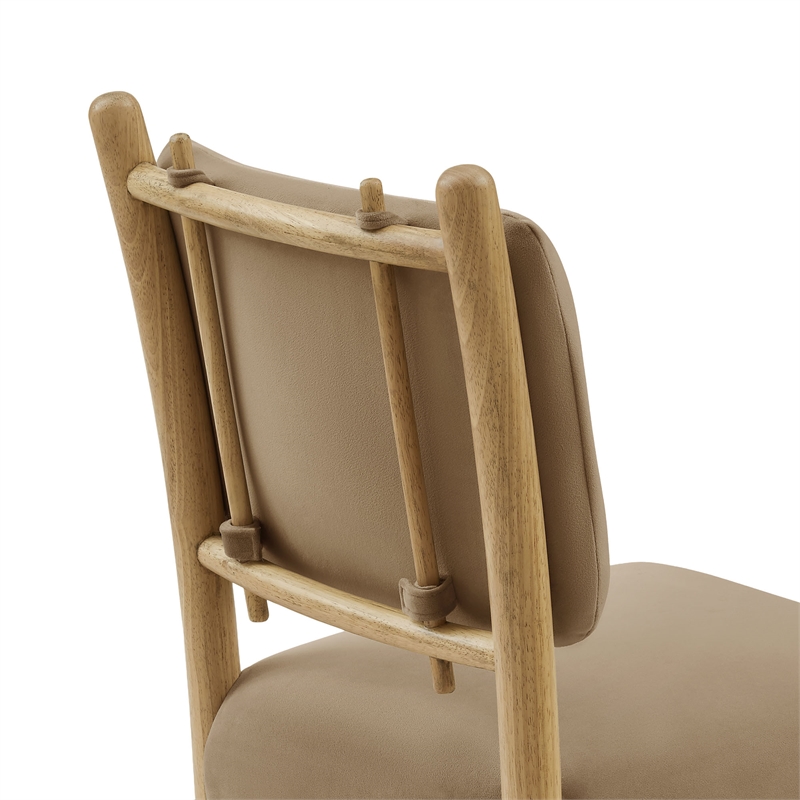 Mauden Performance Velvet Dining Side Chairs Set of 2 in Taupe