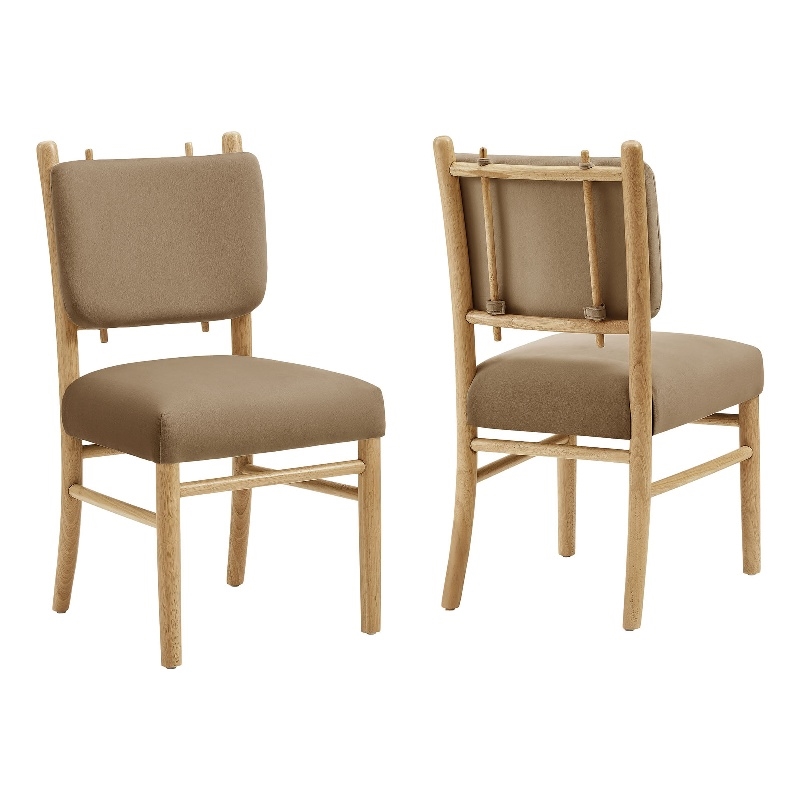 Mauden Performance Velvet Dining Side Chairs Set of 2 in Taupe