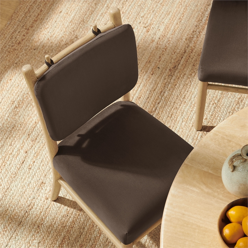 Mauden Performance Velvet Dining Side Chairs Set of 2 in Chocolate Brown