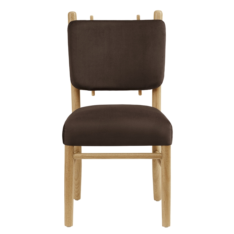 Mauden Performance Velvet Dining Side Chairs Set of 2 in Chocolate Brown