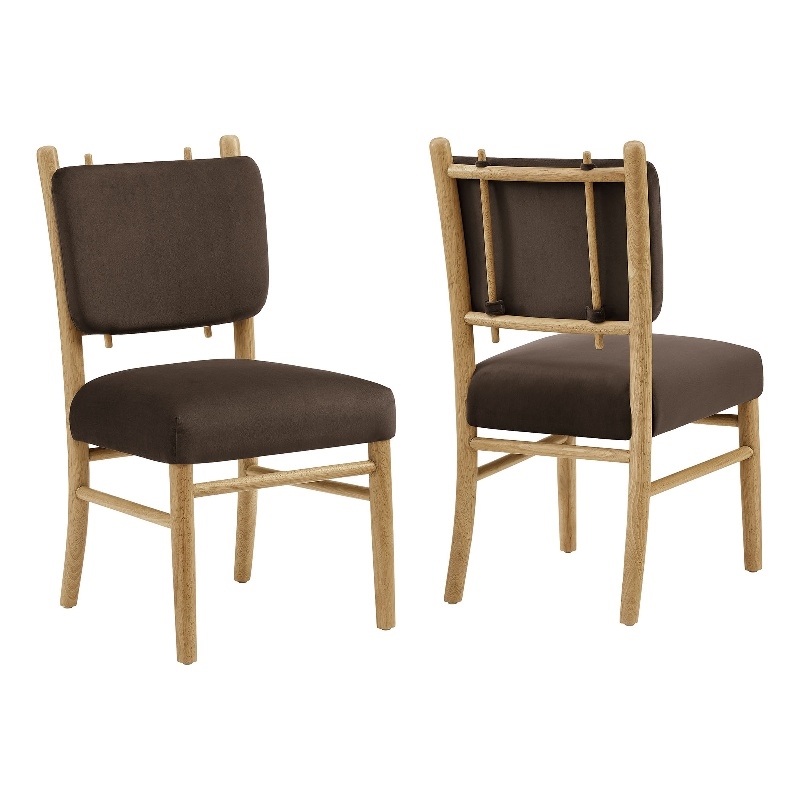 Mauden Performance Velvet Dining Side Chairs Set of 2 in Chocolate Brown