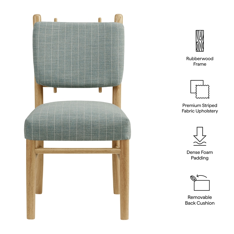 Mauden Striped Dining Side Chairs Set of 2 in Spa Blue Stripe