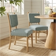 Mauden Striped Dining Side Chairs Set of 2 in Spa Blue Stripe