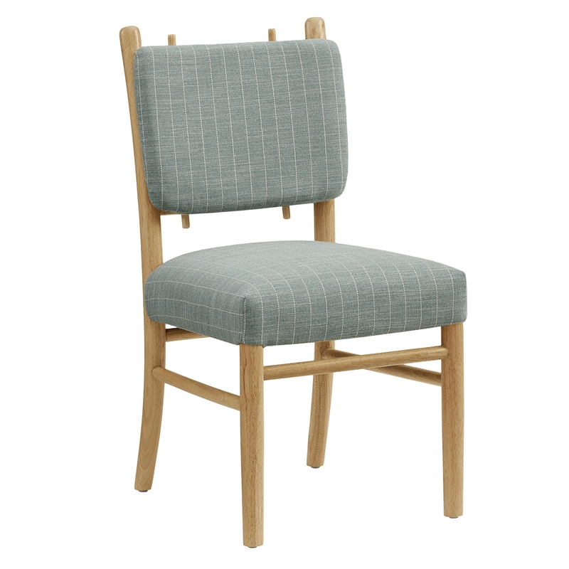 Mauden Striped Dining Side Chairs Set of 2 in Spa Blue Stripe