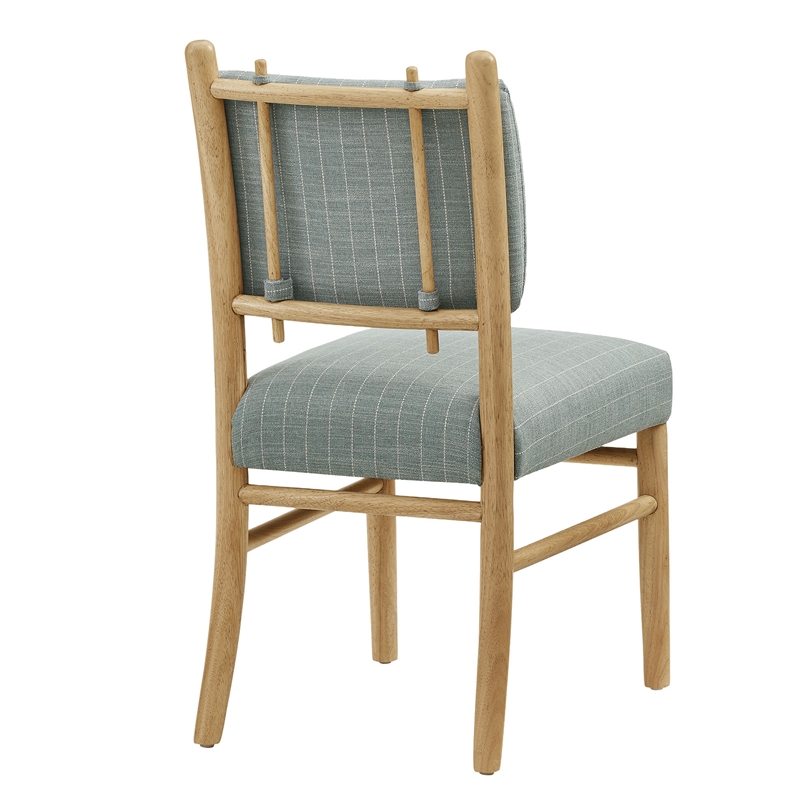 Mauden Striped Dining Side Chairs Set of 2 in Spa Blue Stripe