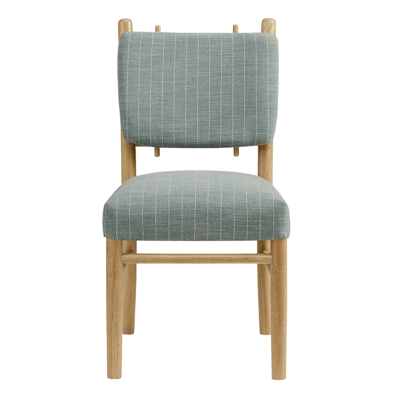 Mauden Striped Dining Side Chairs Set of 2 in Spa Blue Stripe
