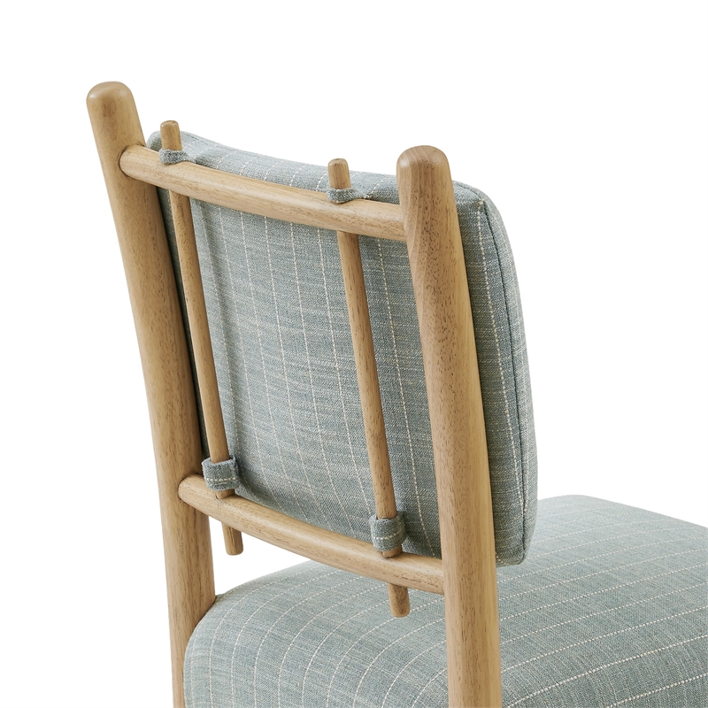 Mauden Striped Dining Side Chairs Set of 2 in Spa Blue Stripe