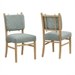 Mauden Striped Dining Side Chairs Set of 2 in Spa Blue Stripe