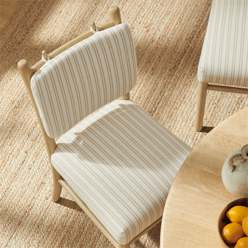 Mauden Striped Dining Side Chairs Set of 2 in Oatmeal Stripe