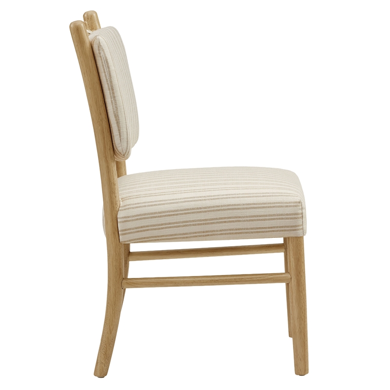 Mauden Striped Dining Side Chairs Set of 2 in Oatmeal Stripe