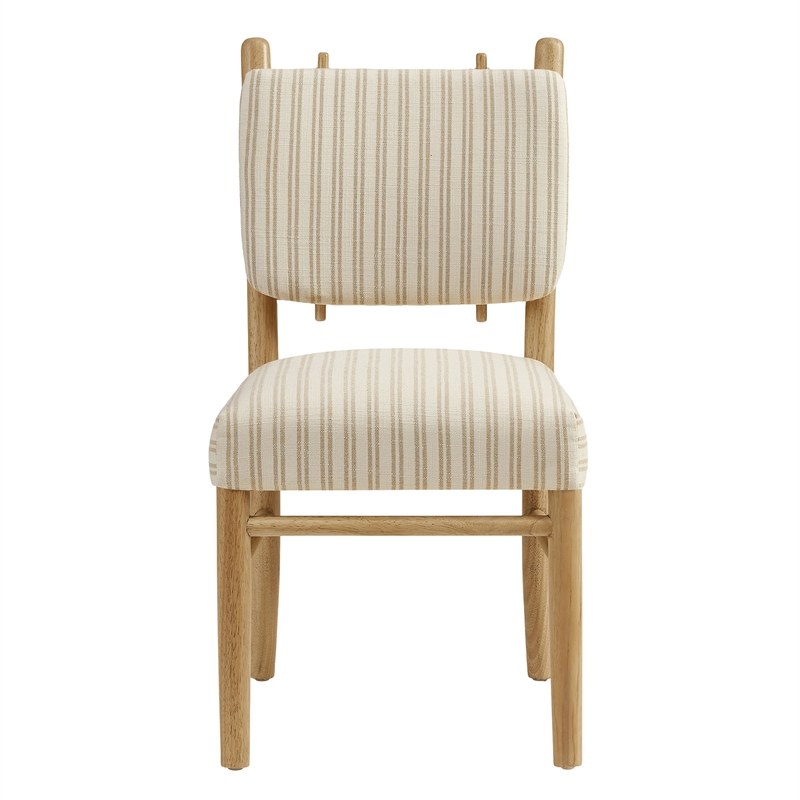 Mauden Striped Dining Side Chairs Set of 2 in Oatmeal Stripe