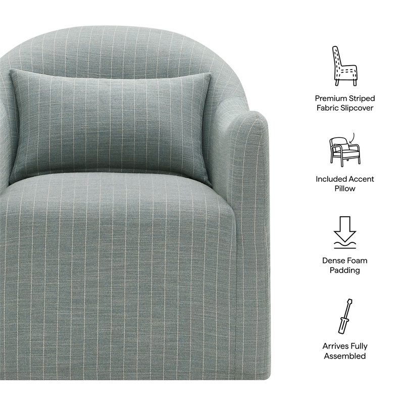Bardot Slipcovered Striped Accent Chair in Spa Blue Stripe