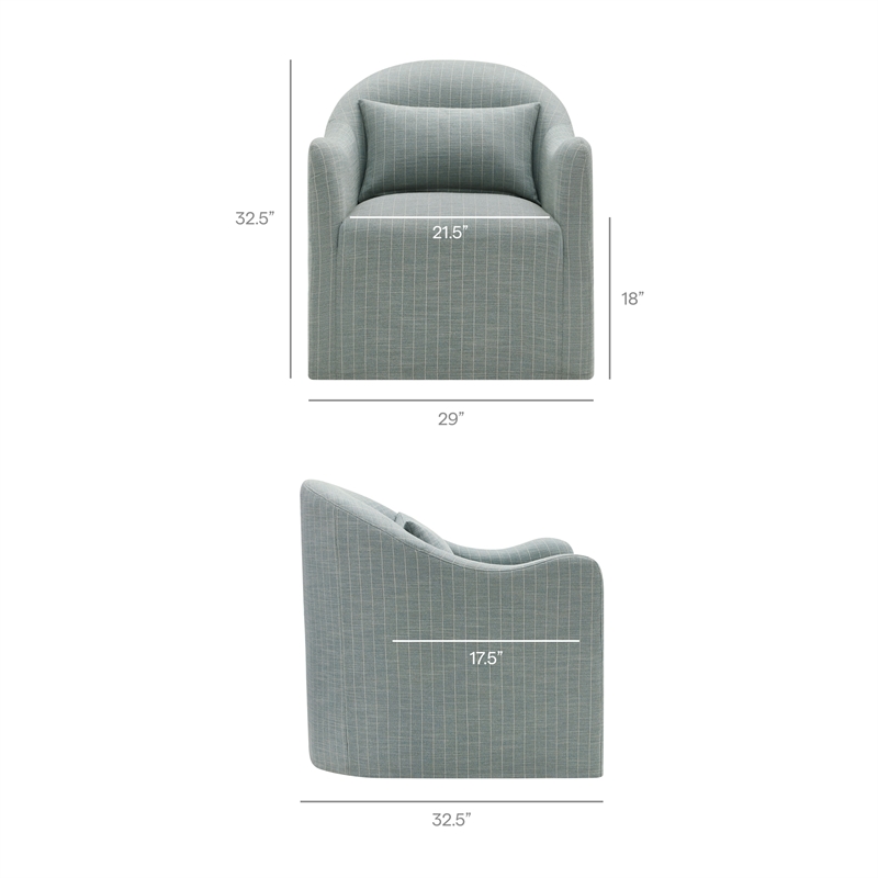 Bardot Slipcovered Striped Accent Chair in Spa Blue Stripe