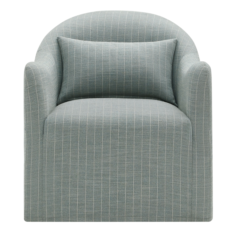 Bardot Slipcovered Striped Accent Chair in Spa Blue Stripe