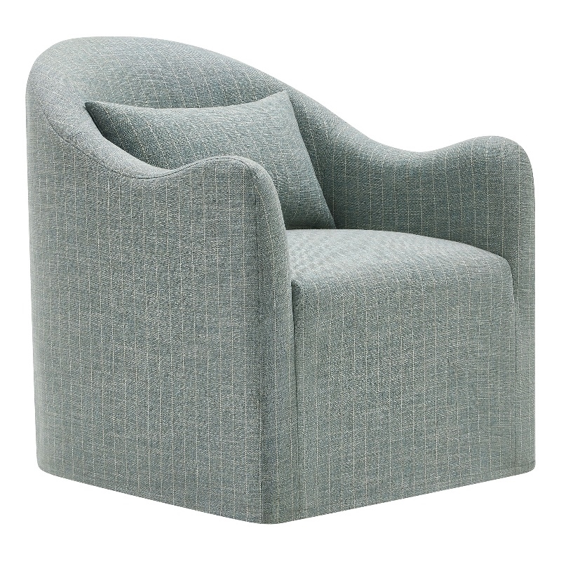 Bardot Slipcovered Striped Accent Chair in Spa Blue Stripe