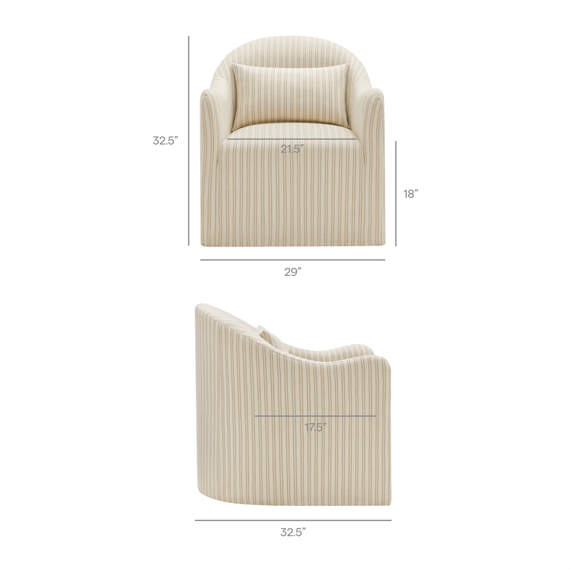 Bardot Slipcovered Striped Accent Chair in Oatmeal Stripe