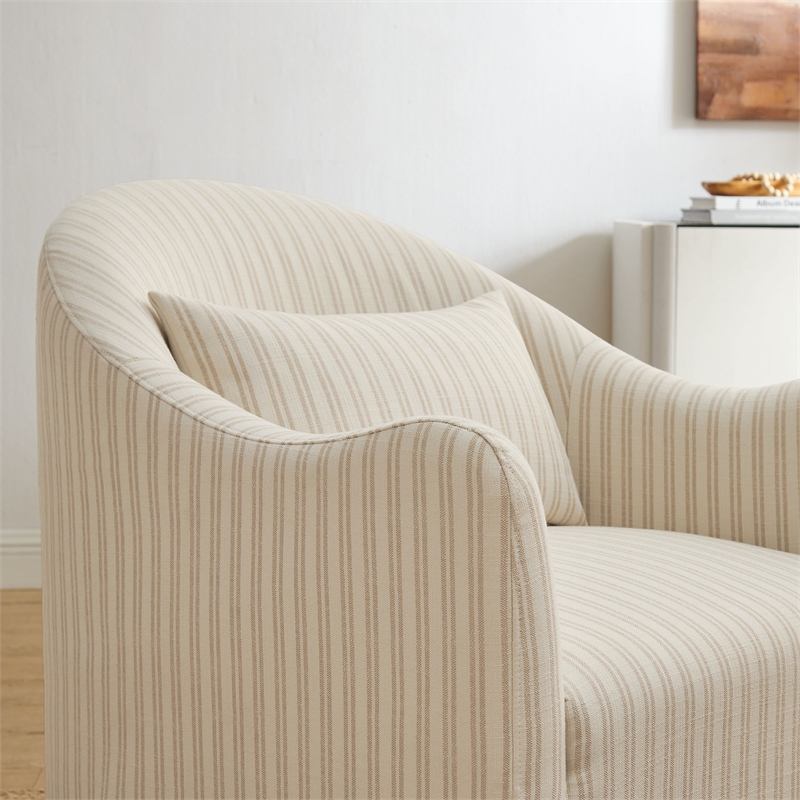 Bardot Slipcovered Striped Accent Chair in Oatmeal Stripe