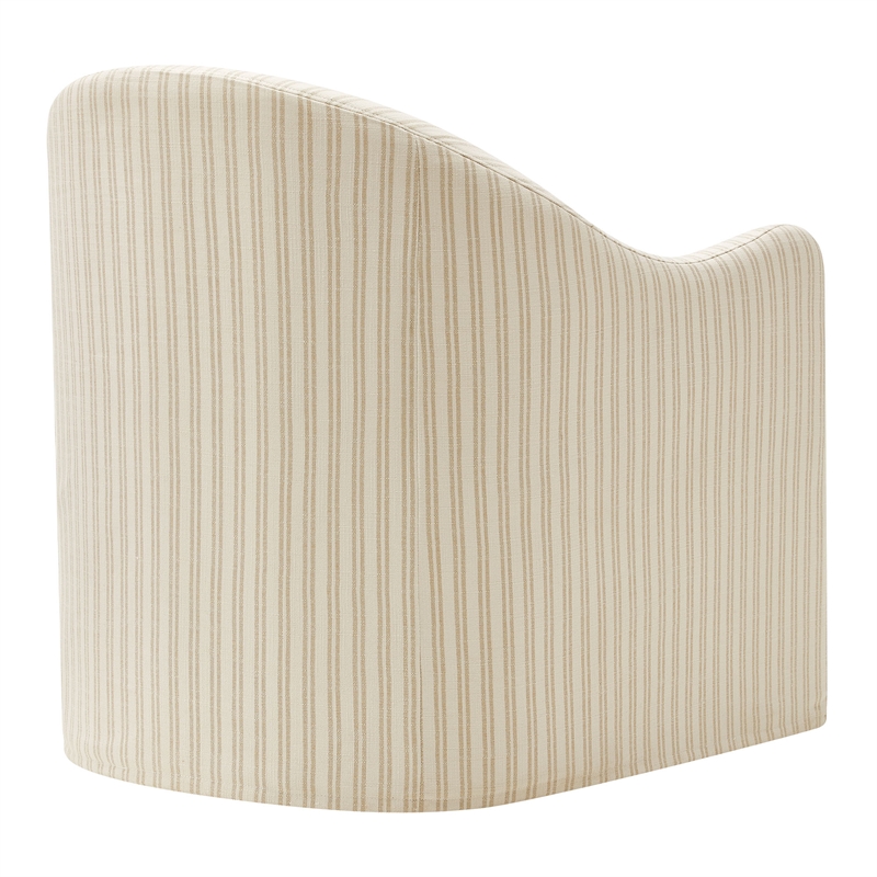 Bardot Slipcovered Striped Accent Chair in Oatmeal Stripe
